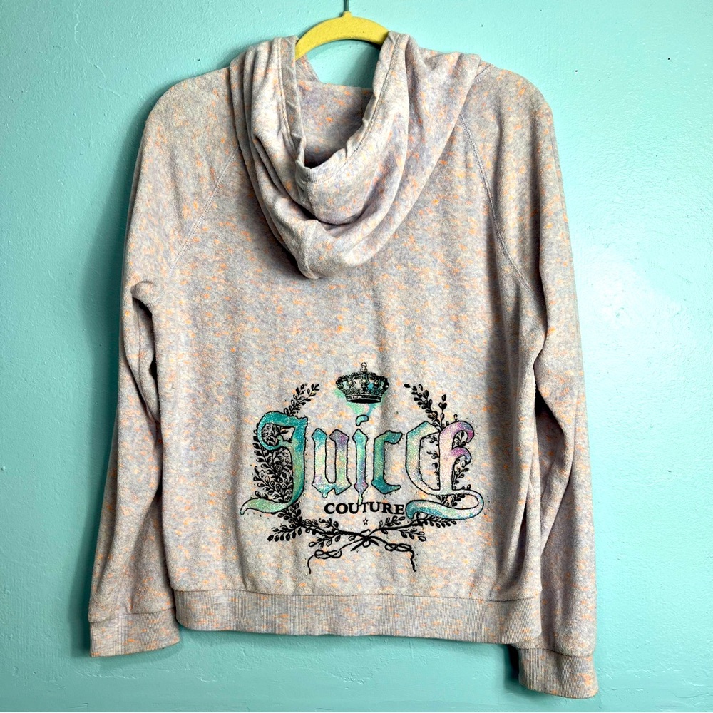 Y2K Juicy Couture Size XL Full Zip Hoodie Jacket Terry Cloth Purple Vintage Logo